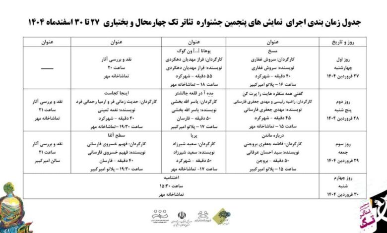 برترین‌های جشنواره تئاتر تک در چهارمحال و بختیاری مشخص شدند