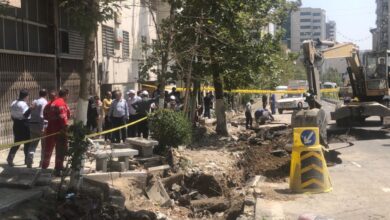 ترکیدگی لوله آب در میدان تجریش تهران