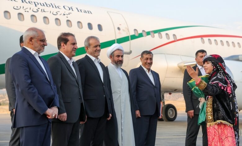 پزشکیان وارد استان ایلام شد