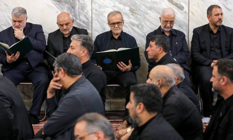 حضور پزشکیان در مراسم بزرگداشت رئیس شهید سازمان اطلاعات سپاه