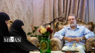 دیدار لاریجانی با خانواده‌ شهیدان والامقام محرابی و شادمانی