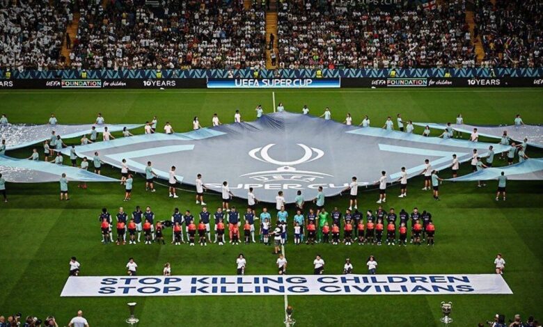 واکنش یوفا در قبال نسل کشی رژیم صهیونیستی در سوپرکاپ اروپا + عکس